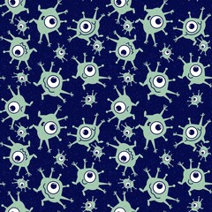 Kids seamless aliens monsters pattern for wrapping paper and gifts and cards and textiles and packaging and hobbies