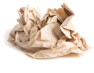 Crumpled ball of gray paper on a white background isolated,