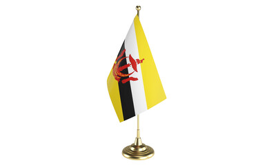 Brunei table flag on white background, 3d rendering, isolated