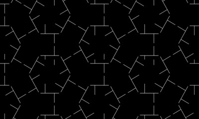 Seamless geometric ornament based on traditional art.Black color lines.Great design for fabric,textile,cover,wrapping paper,background. Average thickness lines.Geometric seamless pattern. Abstract.