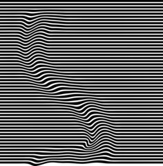 Abstract pattern of wavy stripes or rippled 3D relief black and white lines background. Vector twisted curved stripe modern trendy