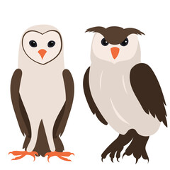 owls flat design, isolated, vector