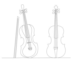 Fototapeta na wymiar violin drawing by one continuous line