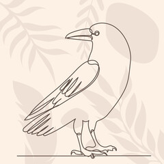 crow drawing by one continuous line