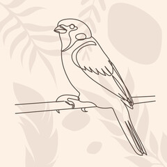 bird on a branch one continuous line drawing