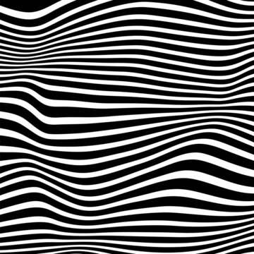 Raster Illustration.Black and white stripes made in illustrator and rasterized.Stripes pattern for backgrounds.Abstract Black and White Abstract Lines.Abstract pattern of wavy stripes or rippled 3D. © vandana