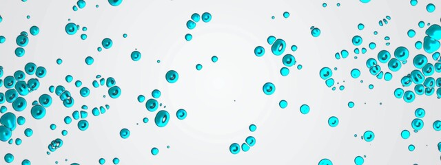 Abstract dot blue background. Shimmer water air bubbles design. Liquid iron, non-ferrous metals. Plexus sapphire circles, spheres. Collision particles. Banner of technology, medicine, business.