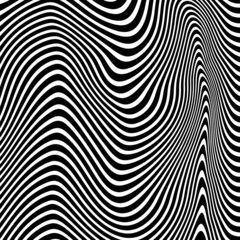 Abstract Black and White Abstract Lines.Abstract pattern of wavy stripes or rippled 3D relief black and white lines background. Vector twisted curved stripe modern trendy.Wavy Lines Optical.