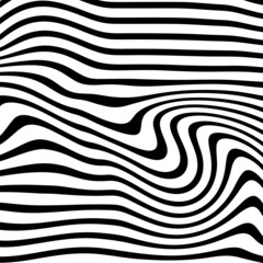 Vector seamless pattern. Abstract striped texture with bold monochrome waves. Creative background with blots. Decorative design with distortion effect.