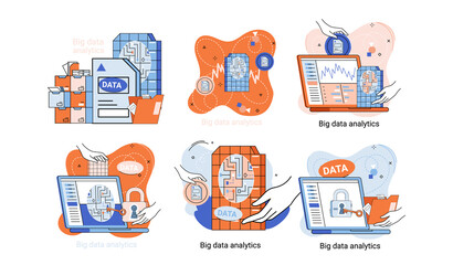 Big data analytics. Process of analyzing large and complex data sources to identify trends customer behavior metaphor and market preferences to make more effective business decisions, data exploration
