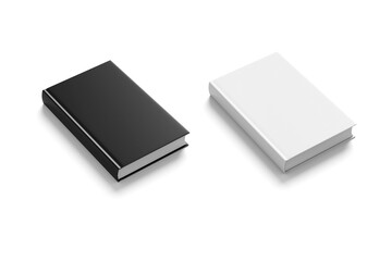 Blank hard cover book mockup template, blank book cover for design isolated on black background, 3D rendering