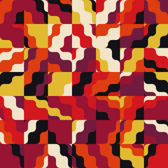 Mid-Century Inspired Graphic Pattern Art Made With Abstract Vector Geometric Shapes and Elements