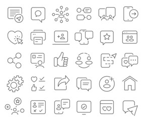 Obraz na płótnie Canvas Social networks and media line icons collection. Thin outline icons pack. Vector illustration eps10