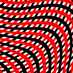 Abstract pattern of wavy stripes or rippled 3D relief black Red white lines background. Vector twisted curved stripe modern trendy.Wavy Lines Optical Seamless Black.Vector monochrome seamless pattern,