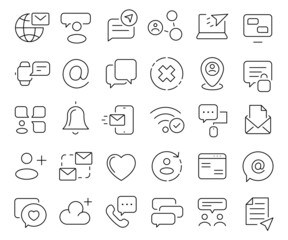 Chat and messenger line icons collection. Thin outline icons pack. Vector illustration eps10