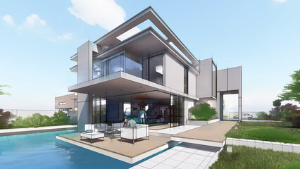 Fototapeta premium Architecture design of a luxury house