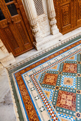 Fototapeta na wymiar Rich decorated doors and floor of Lalgarh Palace, Bikaner, Rajasthan, India, Asia