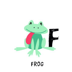 Vector frog isolated on white background. Alphabet for kids