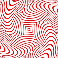 Abstract Red and White Geometric Pattern with Waves. Striped Structural Texture. Raster Illustration.Black and white stripes made in illustrator and rasterized.Stripes pattern for backgrounds.