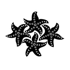 Four starfish. Starfish vector icon. starfish sign on white background. starfish icon for web and app