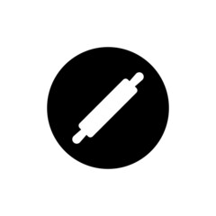Rolling pin icon in black round