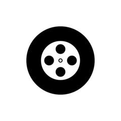 Obraz premium Film reel icon in black round