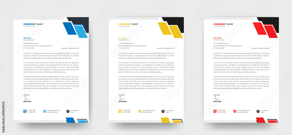 Wall mural modern business letterhead design template