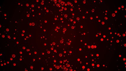 Abstract dot background. Shimmer gemstone design. Liquid iron, bronze. Plexus circles, spheres. Red blood cells. Collision particles. Circulatory system. Garnet. Banner technology, medicine, business.