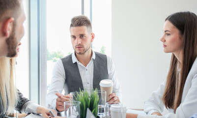 Business people working on new project at modern office