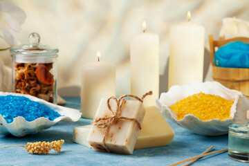Candles and an intimate atmosphere. SPA accessories.