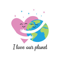 Heart and planet earth embracing, symbol for Earth Day.