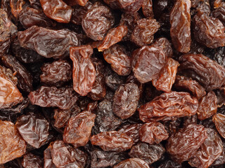 Raisin background. Macro. Flat lay