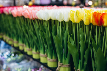 Artificial flowers in a bouquets at a decoartion shop