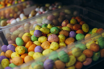 Colorful easter eggs at a decoration store