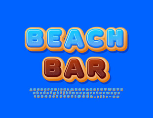 Vector creative logo Beach Bar with sweet Font. Cake style Alphabet Letters, Numbers and Symbols set