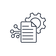 The concept of big data processing technology, storage and analysis, digital information, software solution. Vector icon isolated on white background.