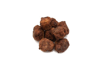 Fried meatballs, isolated on white background.