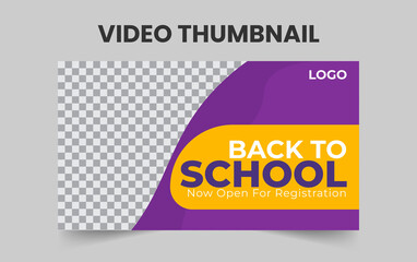 Creative Editable thumbnail design for any videos., Kids school education admission customizable video thumbnail design.