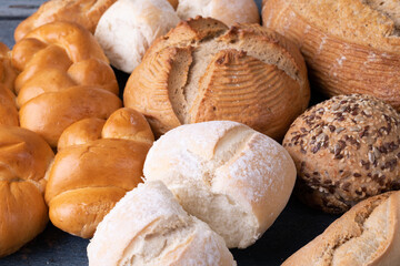 Full frame shot of various buns with copy space