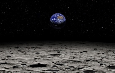 Fototapeta na wymiar The Earth as Seen from the Surface of the Moon 