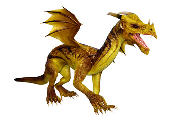 3D Rendering Fairy Tale Dragon on White