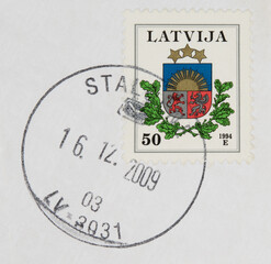 briefmarke stamp vintage retro alt old gebrauch used gestempelt cancel papier paper latvija...