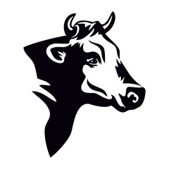 Cow. The head of a Holstein cattle on a white background. Agricultural animal. Sketch for the printing house.