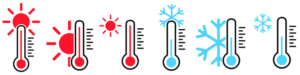 Cold and hot icon vector. temperature illustration sign. thermometer symbol. heat logo. - obrazy, fototapety, plakaty