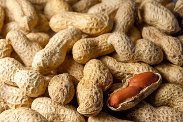Dried peanuts in closeup