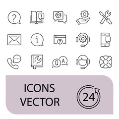 Help and support icons set . Help and support pack symbol vector elements for infographic web
