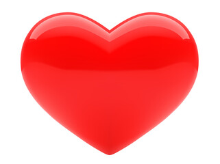 3d red heart vector illustration. 3D shaped glossy shiny heart decoration element.