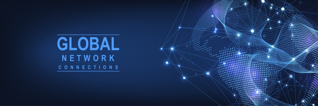 Social network communication in the global computer networks. Internet technology. Global network connection concept. Vector illustration.