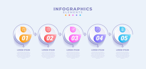Business infographic template with five options or process
