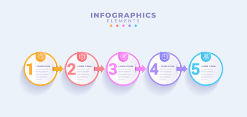 Business infographic template with five options or process
